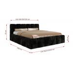 Łóżko tapicerowane NIRA CLASSIC 200x200 - materac pocket - czarny, plusz