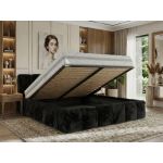 Łóżko tapicerowane NIRA CLASSIC 200x200 - materac pocket - czarny, plusz