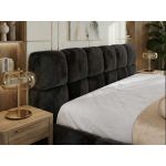 Łóżko tapicerowane NIRA CLASSIC 200x200 - materac pocket - czarny, plusz