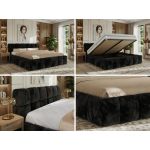 Łóżko tapicerowane NIRA CLASSIC 200x200 - materac pocket - czarny, plusz