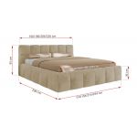 Łóżko tapicerowane NIRA CLASSIC 200x200 - materac pocket - kremowy, plusz