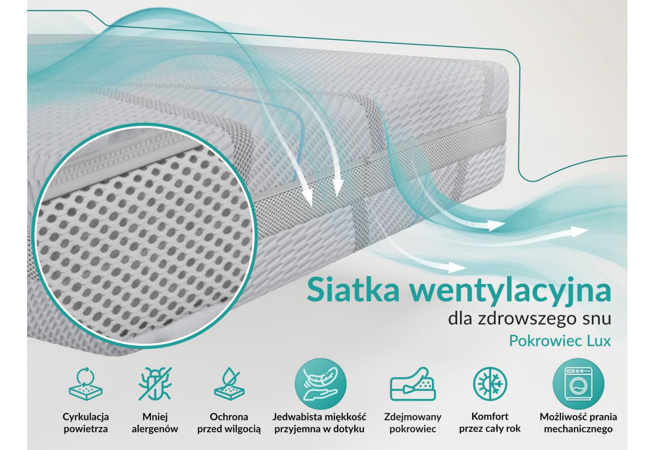 Łóżko tapicerowane NIRA CLASSIC 200x200 - materac pocket - kremowy, plusz