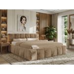Łóżko tapicerowane NIRA CLASSIC 180x200 - materac piankowy - beżowy, plusz