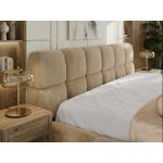 Łóżko tapicerowane NIRA CLASSIC 180x200 - materac piankowy - beżowy, plusz