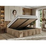 Łóżko tapicerowane NIRA CLASSIC 140x200 - materac pocket - beżowy, plusz