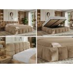 Łóżko tapicerowane NIRA CLASSIC 140x200 - materac pocket - beżowy, plusz