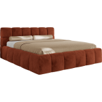 Łóżko tapicerowane NIRA CLASSIC 160x200 - materac piankowy - pomarańczowy, plusz