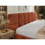Łóżko tapicerowane NIRA CLASSIC 180x200 - materac piankowy - pomarańczowy, plusz