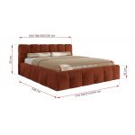 Łóżko tapicerowane NIRA CLASSIC 160x200 - materac multipocket - pomarańczowy, plusz