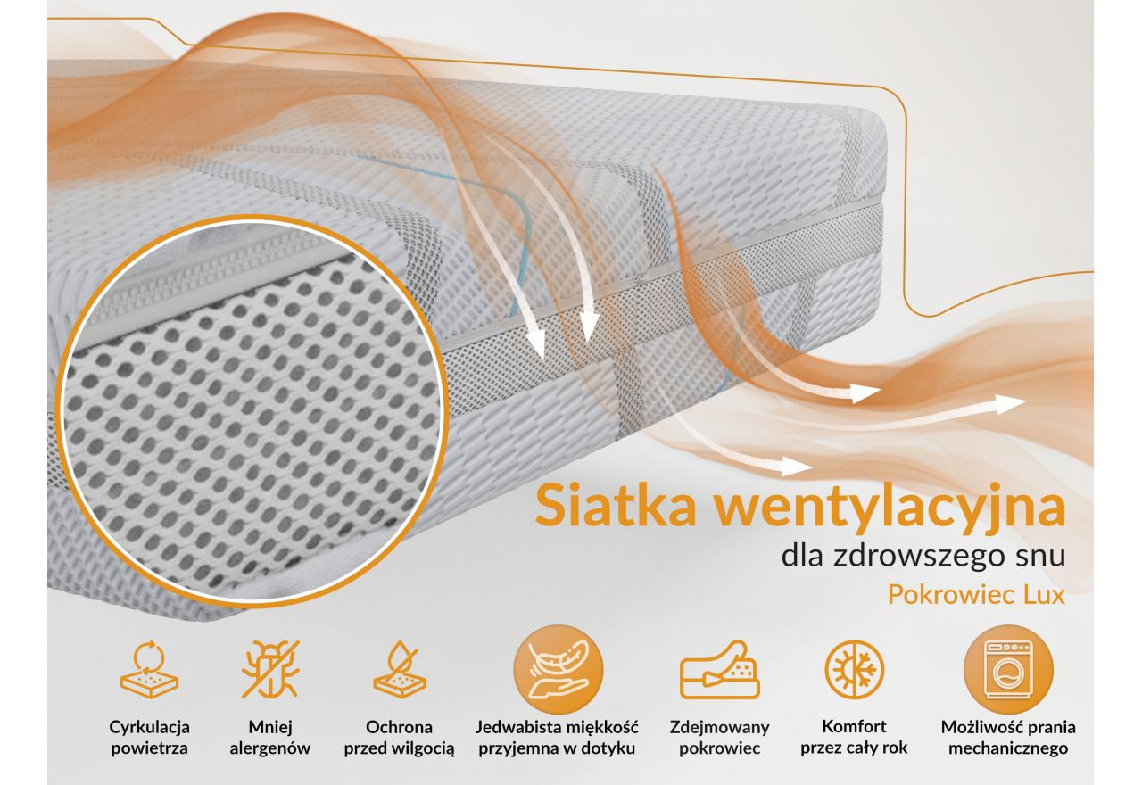 Łóżko tapicerowane NIRA CLASSIC 160x200 - materac multipocket - pomarańczowy, plusz