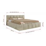 Łóżko tapicerowane NIRA CLASSIC 200x200 - materac multipocket - beżowy, welwet