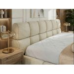 Łóżko tapicerowane NIRA CLASSIC 200x200 - materac multipocket - beżowy, welwet