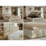 Łóżko tapicerowane NIRA CLASSIC 200x200 - materac multipocket - beżowy, welwet