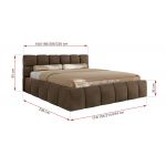 Łóżko tapicerowane NIRA CLASSIC 200x200 - materac pocket - brązowy, welwet