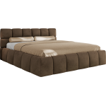 Łóżko tapicerowane NIRA CLASSIC 140x200 - materac multipocket - brązowy, welwet