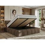 Łóżko tapicerowane NIRA CLASSIC 140x200 - materac multipocket - brązowy, welwet