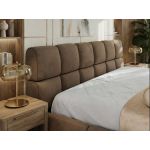 Łóżko tapicerowane NIRA CLASSIC 140x200 - materac multipocket - brązowy, welwet