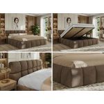 Łóżko tapicerowane NIRA CLASSIC 140x200 - materac multipocket - brązowy, welwet