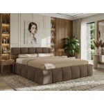 Łóżko tapicerowane NIRA CLASSIC 200x200 - materac multipocket - brązowy, welwet