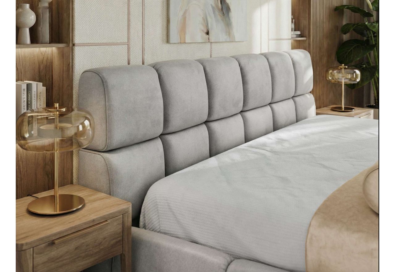 Łóżko tapicerowane NIRA CLASSIC 180x200 - jasnoszary, welwet