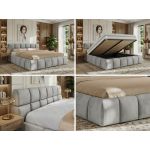 Łóżko tapicerowane NIRA CLASSIC 160x200 - materac pocket - jasnoszary, welwet
