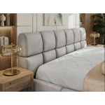 Łóżko tapicerowane NIRA CLASSIC 180x200 - materac pocket - jasnoszary, welwet