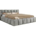 Łóżko tapicerowane NIRA CLASSIC 140x200 - materac multipocket - jasnoszary, welwet