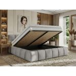 Łóżko tapicerowane NIRA CLASSIC 160x200 - materac multipocket - jasnoszary, welwet