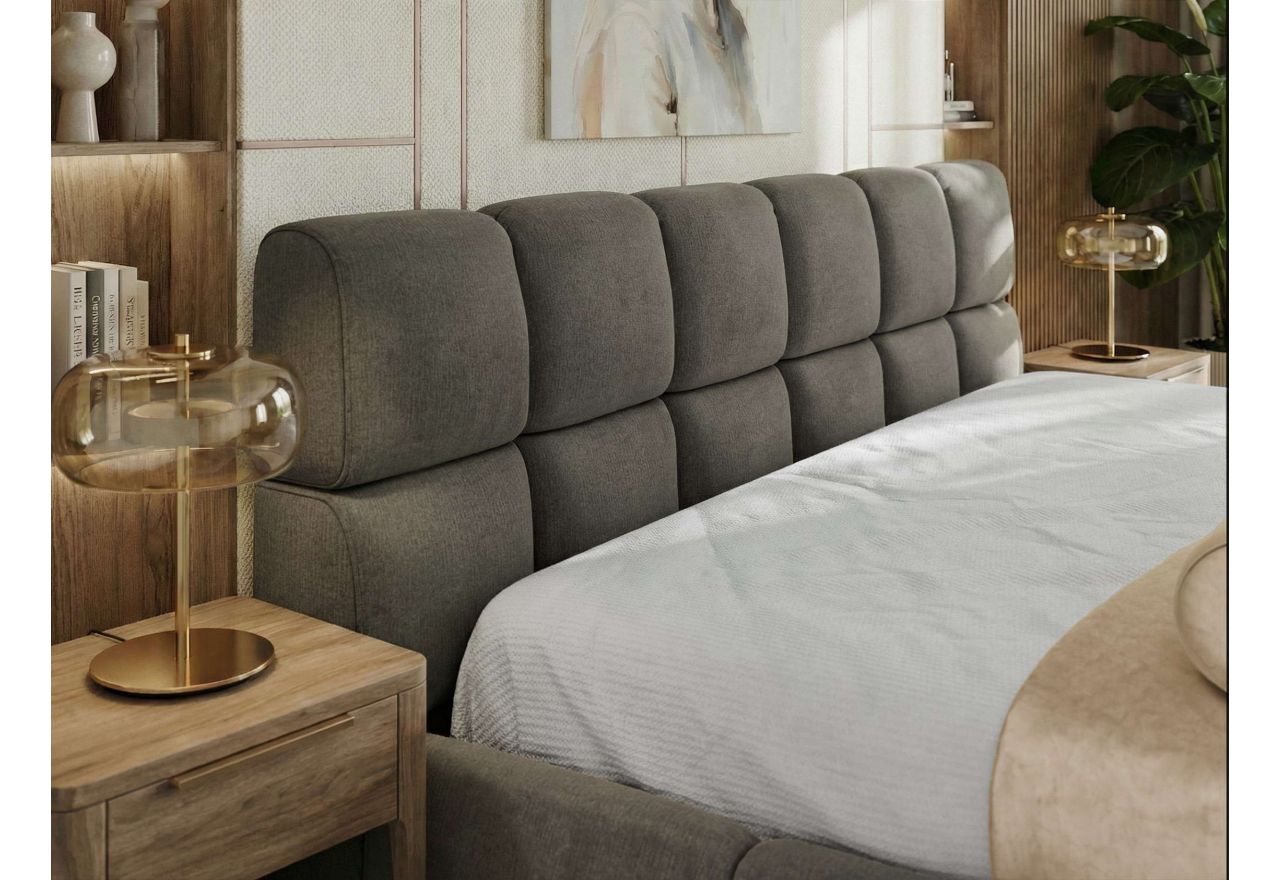 Łóżko tapicerowane NIRA CLASSIC 200x200 - ciemnoszary, welwet