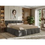 Łóżko tapicerowane NIRA CLASSIC 180x200 - materac pocket - ciemnoszary, welwet