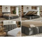 Łóżko tapicerowane NIRA CLASSIC 160x200 - materac multipocket - ciemnoszary, welwet
