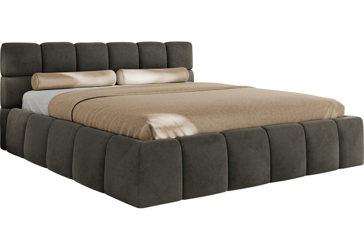 Łóżko tapicerowane NIRA CLASSIC 180x200 - materac multipocket - ciemnoszary, welwet