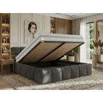 Łóżko tapicerowane NIRA CLASSIC 180x200 - materac multipocket - ciemnoszary, welwet