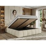 Łóżko tapicerowane NIRA CLASSIC 180x200 - materac pocket - kremowy, struktura