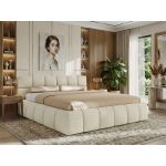 Łóżko tapicerowane NIRA CLASSIC 160x200 - materac multipocket - kremowy, struktura