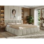 Łóżko tapicerowane NIRA CLASSIC 180x200 - materac piankowy - beżowy, struktura