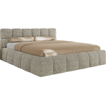 Łóżko tapicerowane NIRA CLASSIC 140x200 - materac multipocket - beżowy, struktura