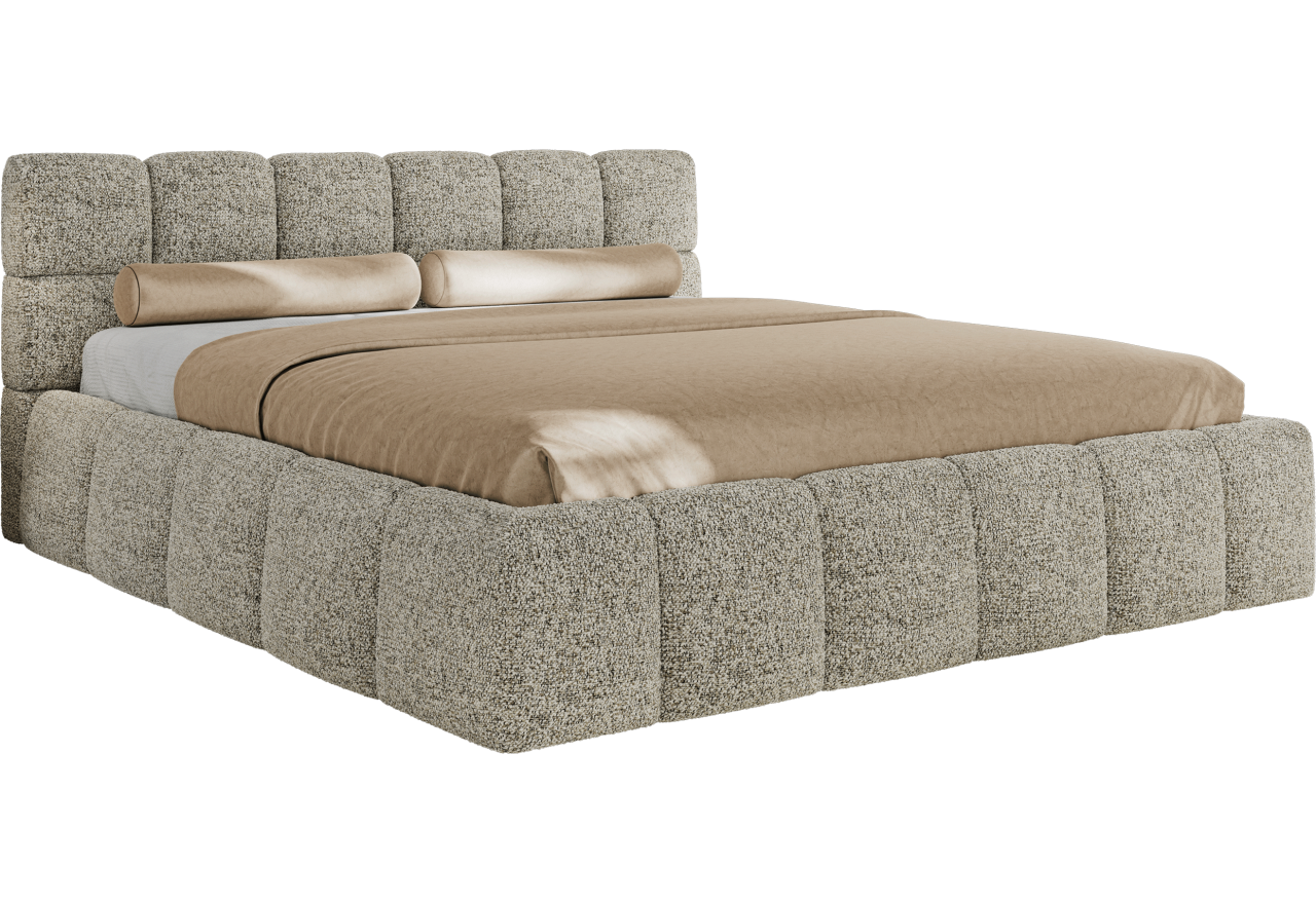 Łóżko tapicerowane NIRA CLASSIC 180x200 - materac multipocket - beżowy, struktura