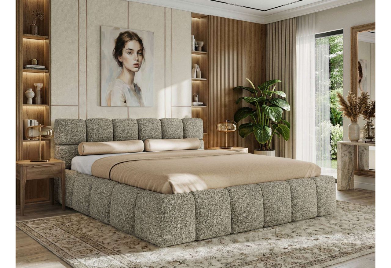 Łóżko tapicerowane NIRA CLASSIC 180x200 - szary, struktura