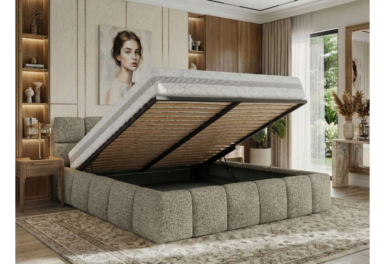 Łóżko tapicerowane NIRA CLASSIC 180x200 - szary, struktura