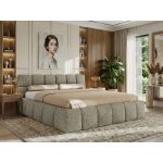 Łóżko tapicerowane NIRA CLASSIC 160x200 - materac pocket - szary, struktura