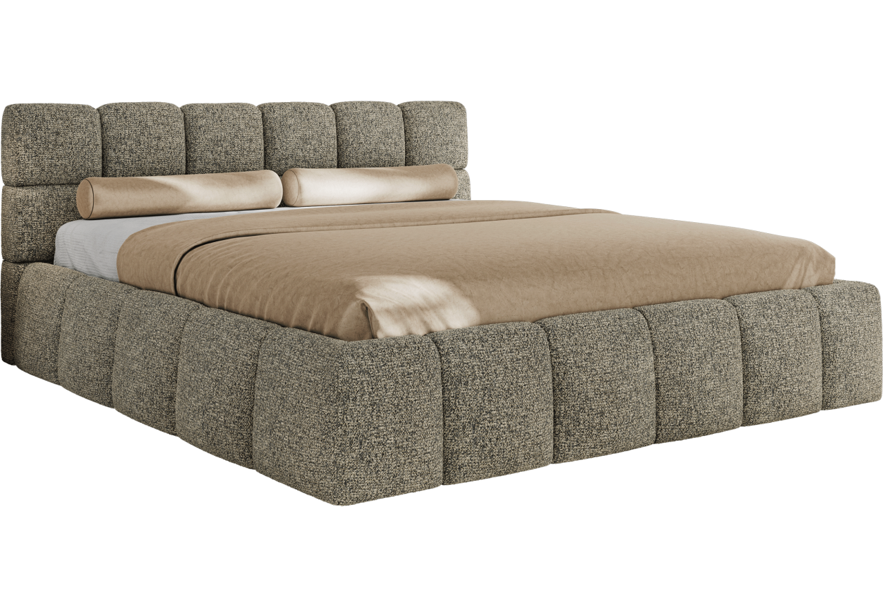 Łóżko tapicerowane NIRA CLASSIC 180x200 - materac pocket - szary, struktura