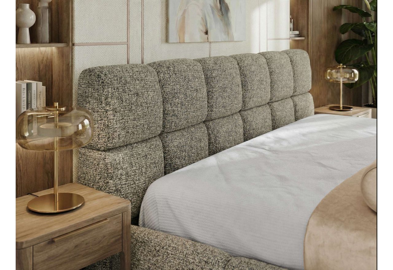 Łóżko tapicerowane NIRA CLASSIC 140x200 - materac multipocket - szary, struktura