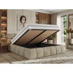 Łóżko tapicerowane NIRA CLASSIC 180x200 - materac pocket - ciemnobeżowy, struktura