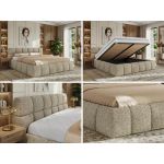 Łóżko tapicerowane NIRA CLASSIC 140x200 - materac multipocket - ciemnobeżowy, struktura