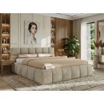 Łóżko tapicerowane NIRA CLASSIC 160x200 - materac multipocket - ciemnobeżowy, struktura
