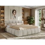 Łóżko tapicerowane NIRA CLASSIC 160x200 - materac piankowy - jasnoszary, struktura