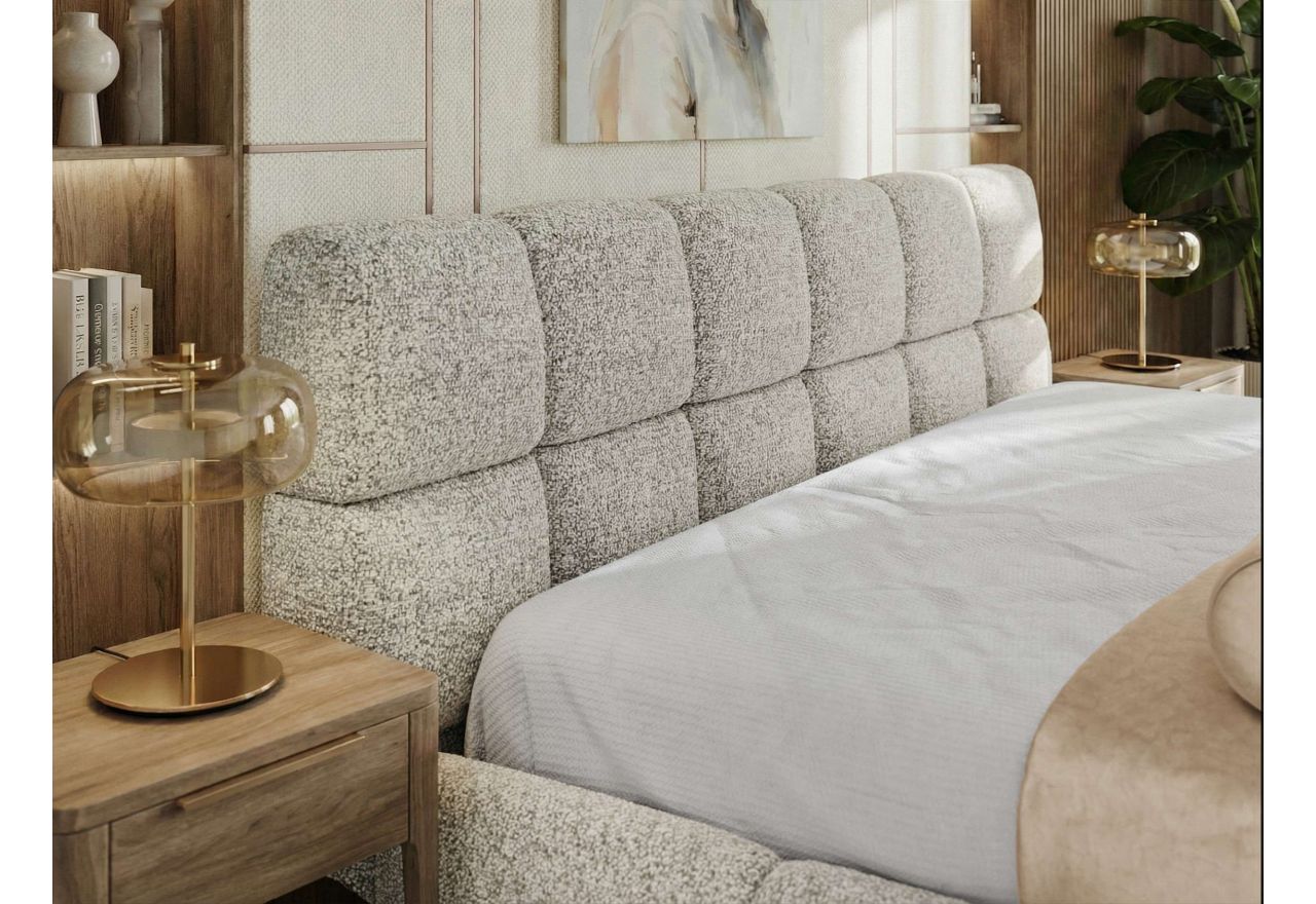 Łóżko tapicerowane NIRA CLASSIC 160x200 - materac piankowy - jasnoszary, struktura