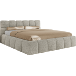 Łóżko tapicerowane NIRA CLASSIC 200x200 - materac piankowy - jasnoszary, struktura