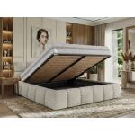 Łóżko tapicerowane NIRA CLASSIC 180x200 - materac pocket - jasnoszary, struktura